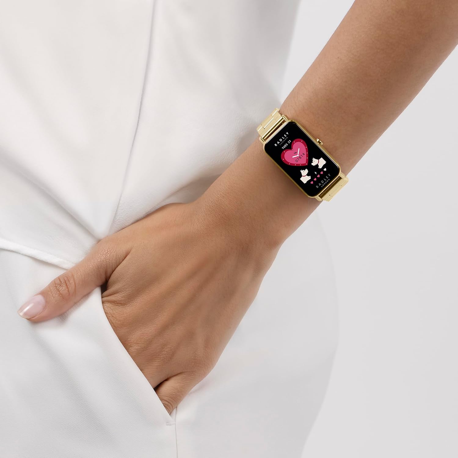 Womens Gold Smart Watch Stainless Steel Fitness Tracker