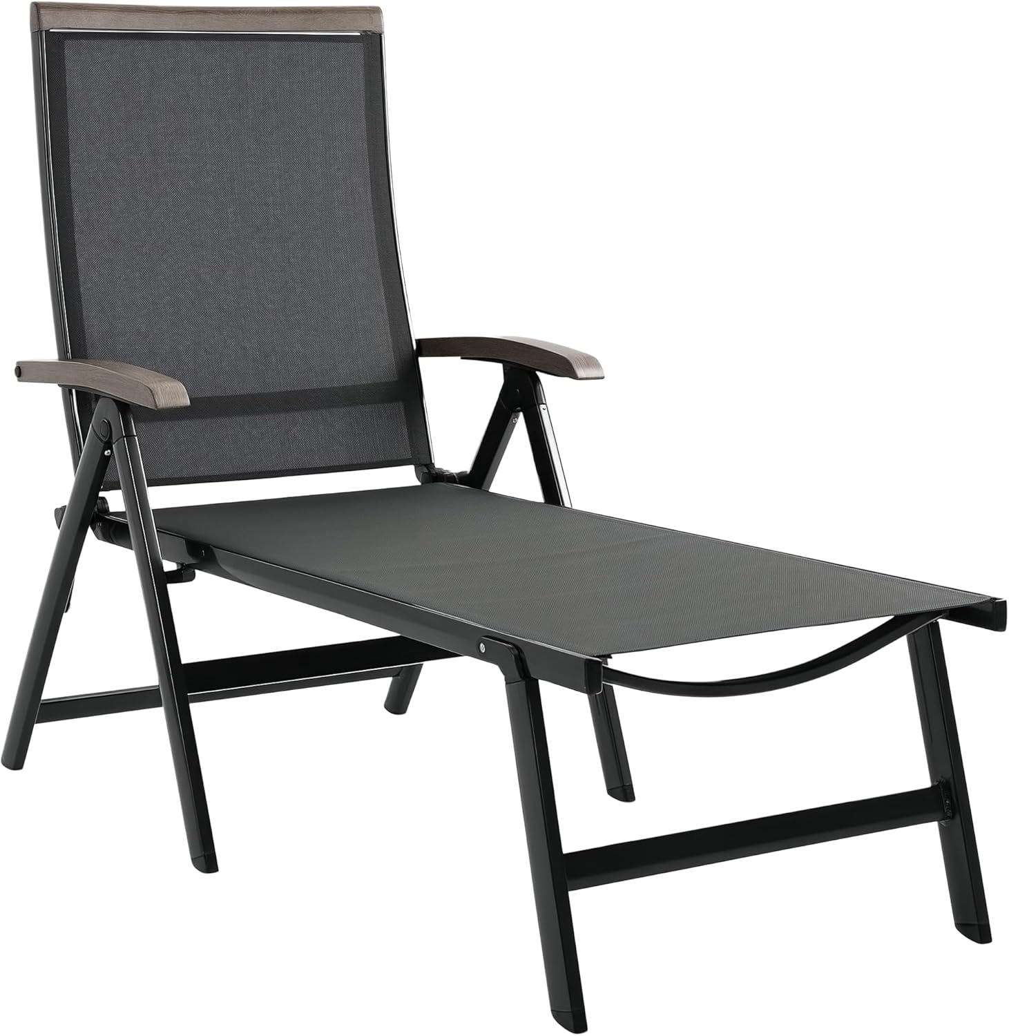 Folding Sun Lounger 5 Position Aluminium Recliner Grey