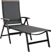 Folding Sun Lounger 5 Position Aluminium Recliner Grey