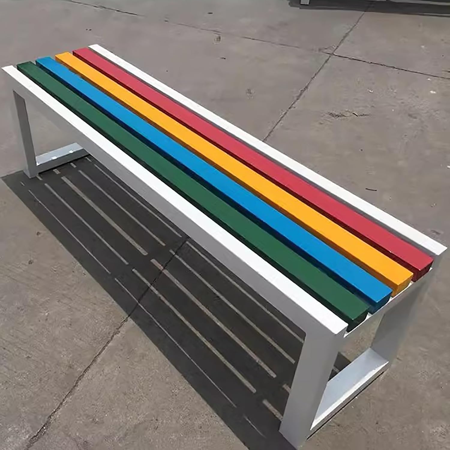 Weatherproof Outdoor Park Bench Steel Frame Garden Patio Seat White