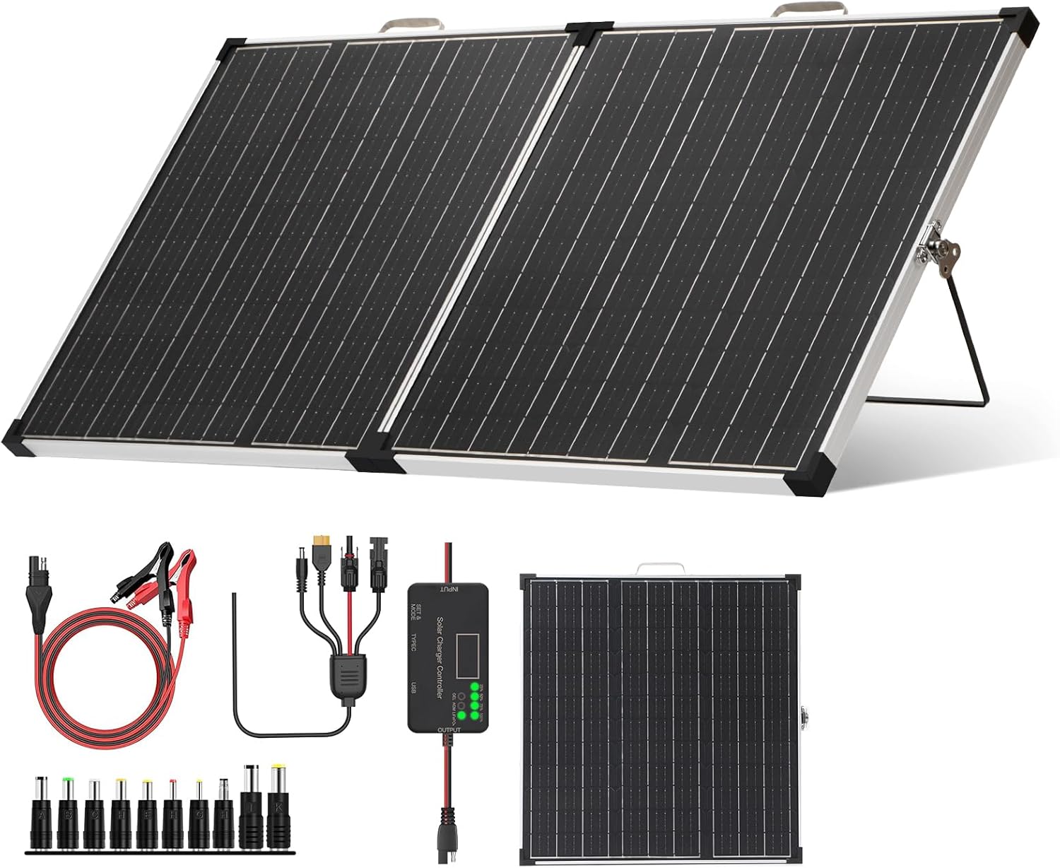 110W Foldable Solar Panel 18V Portable MPPT Camping Kit
