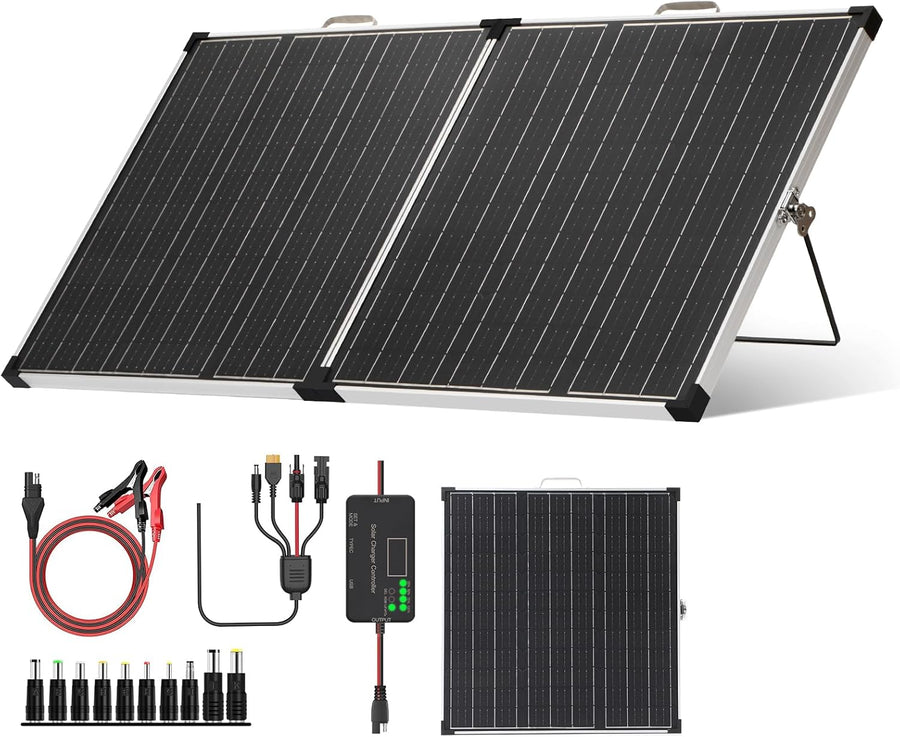 110W Foldable Solar Panel 18V Portable MPPT Camping Kit
