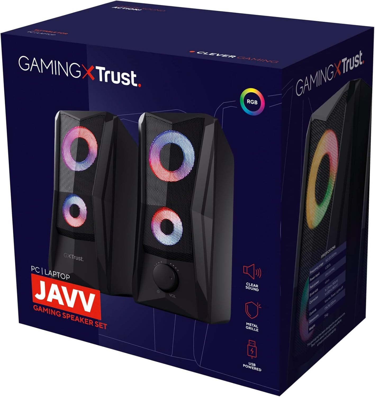 Gaming PC Speakers RGB Stereo USB Powered AUX Desktop