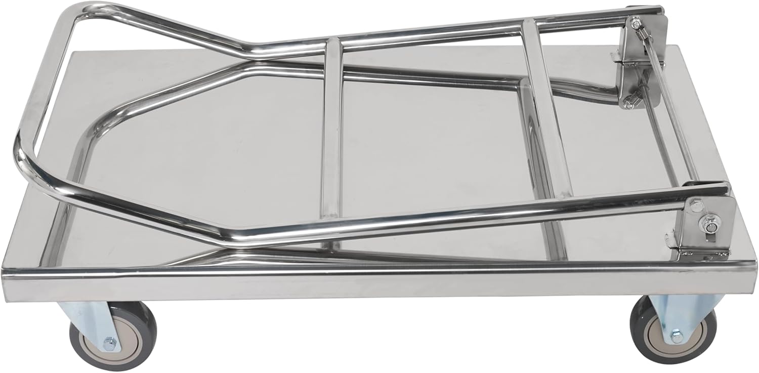 150KG Stainless Steel Platform Trolley Folding Handle