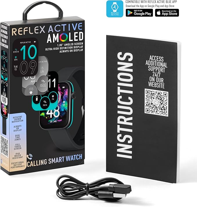 AMOLED Calling Smart Watch 1.85 Charcoal Strap