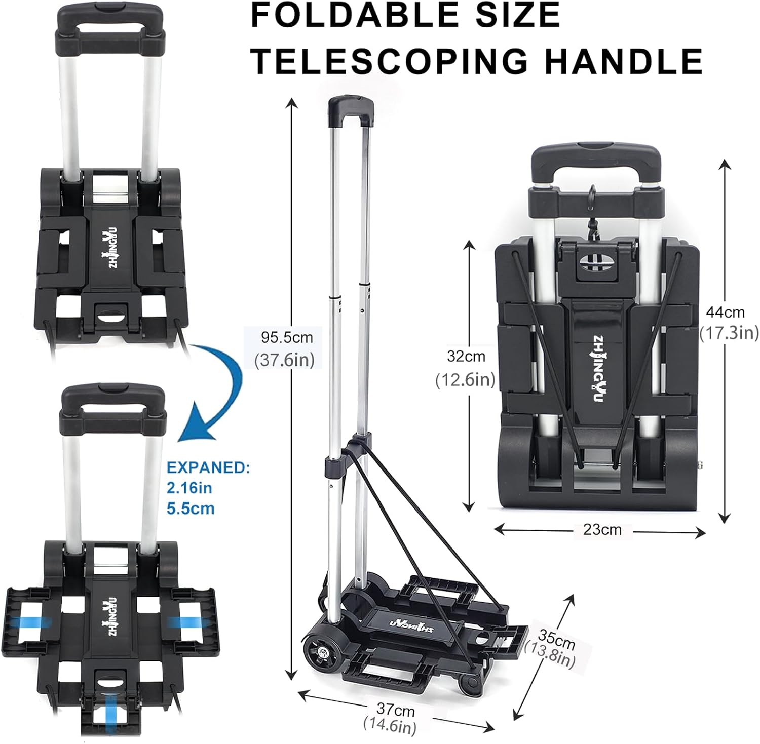 Folding Hand Truck Trolley 35KG Aluminium 2 Wheel Cart