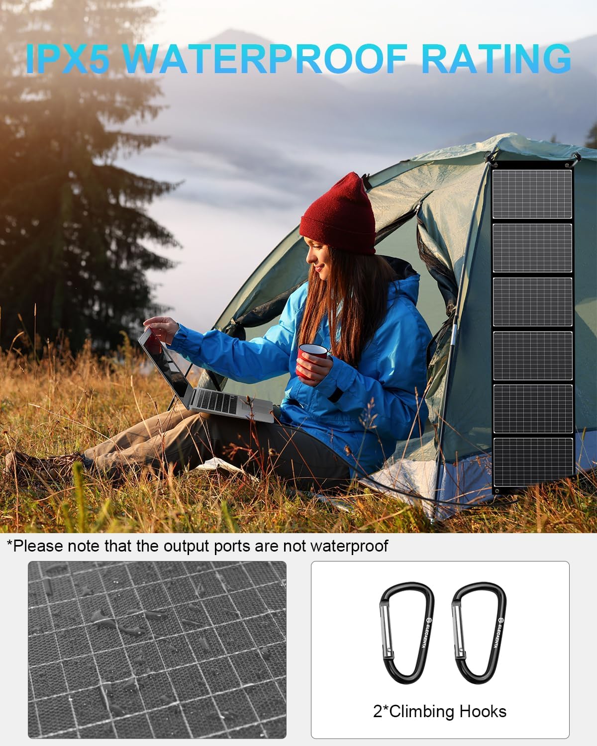 60W Foldable Solar Charger PD45W QC3 USB C DC Travel
