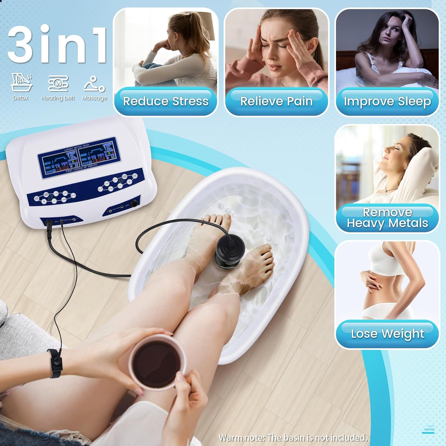 Ionic Foot Detox Spa Machine Dual User 8 Modes Heat Belt System