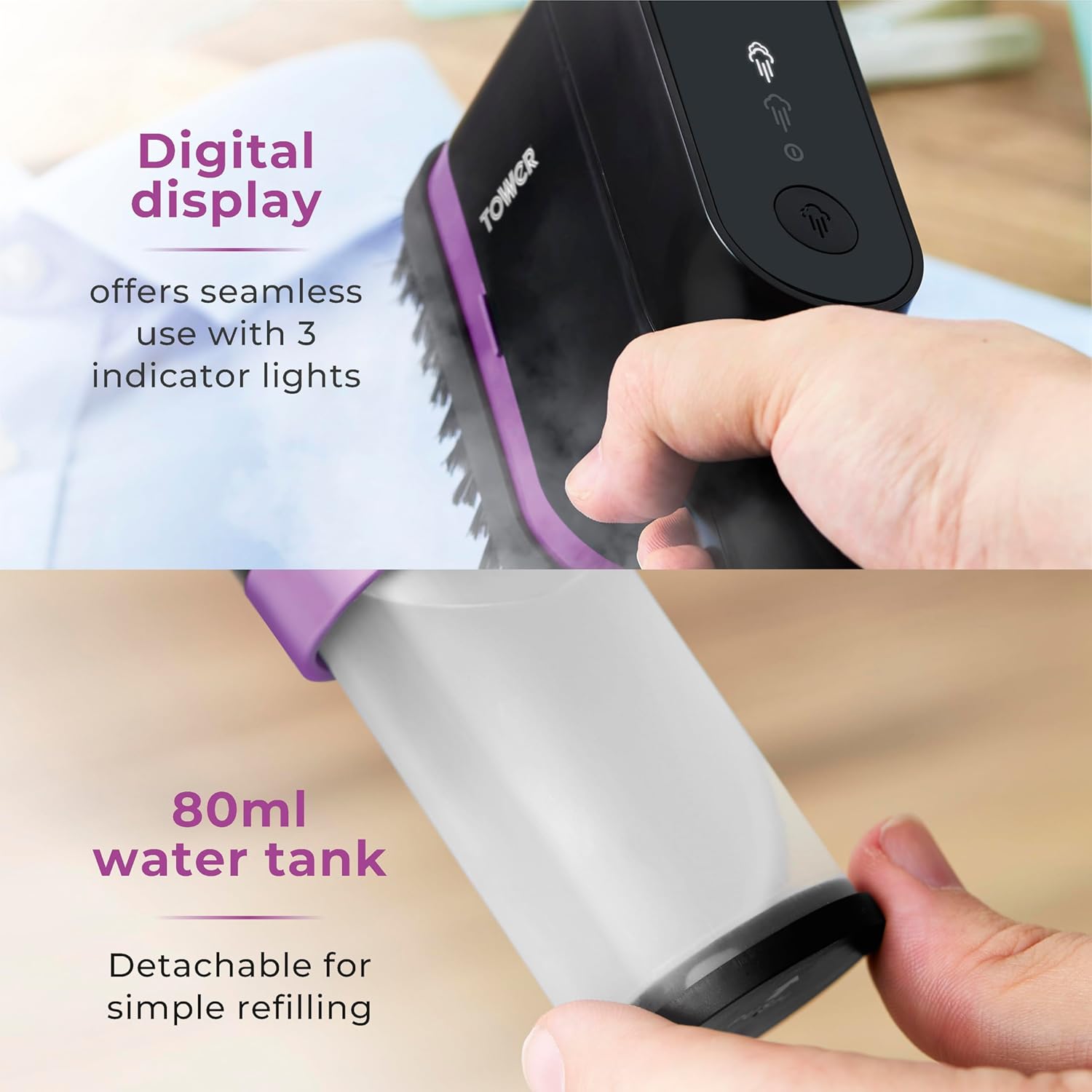 Handheld Clothes Steamer 1400W Ceramic Plate LED Fast Heat