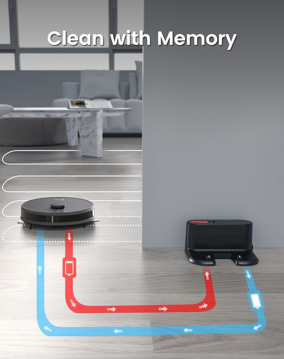 Robot Vacuum Mop 5500Pa LiDAR Smart Mapping Pet Hair