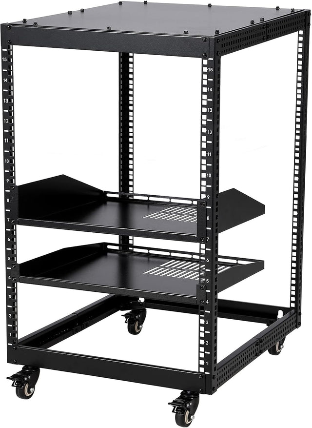 10U Open Frame Server Rack with Wheels Adjustable Depth