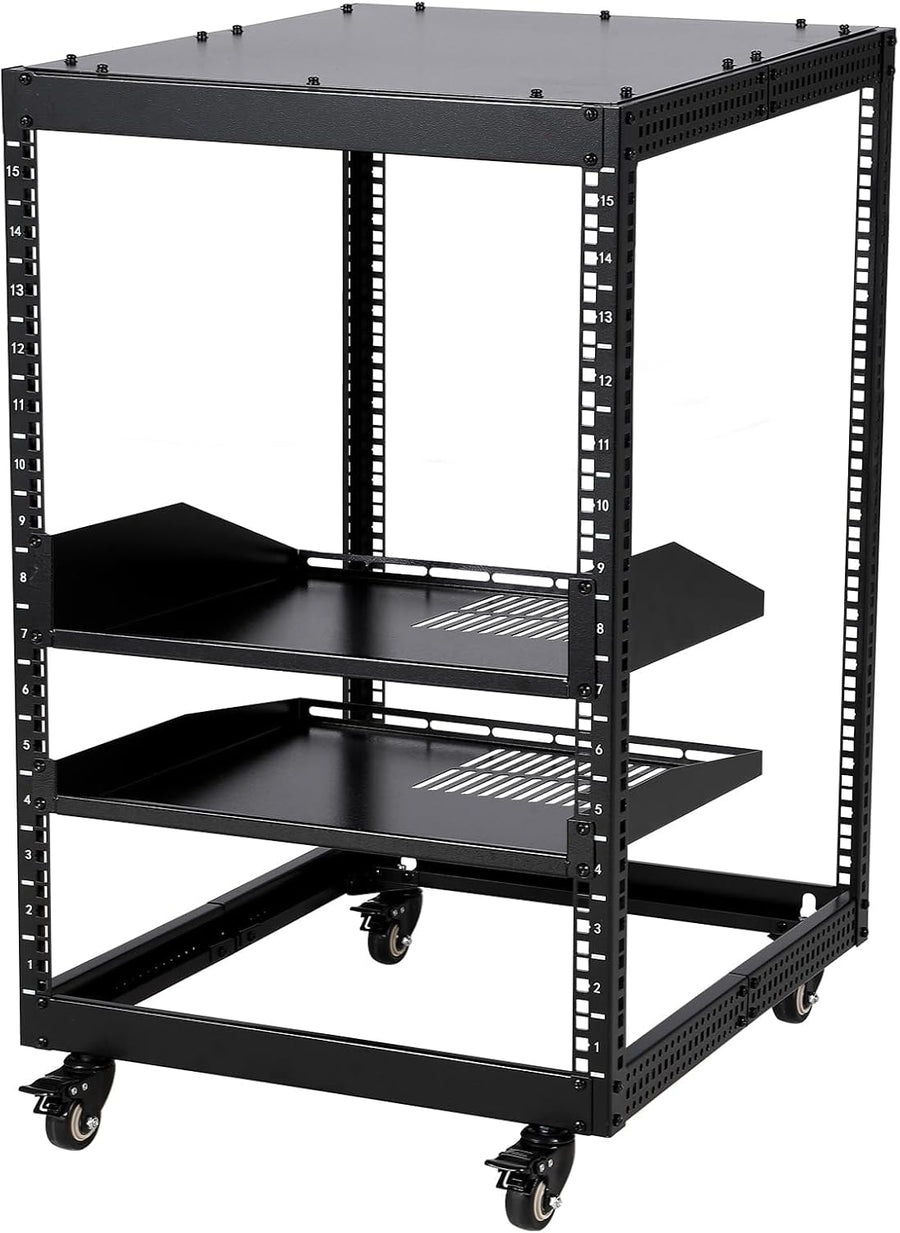 10U Open Frame Server Rack with Wheels Adjustable Depth