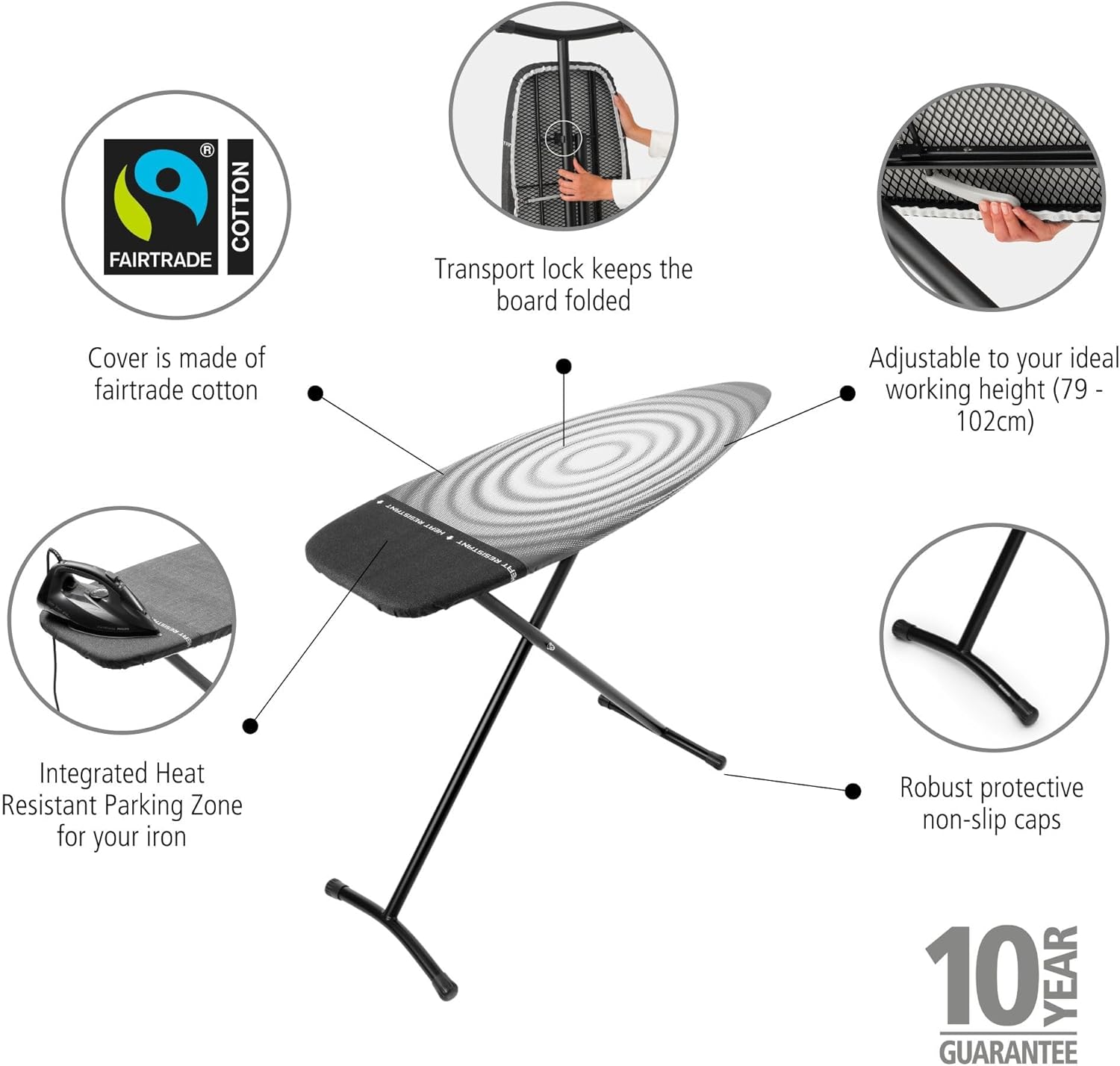 XL Ironing Board 135x45cm Adjustable Height Foldable Iron Rest