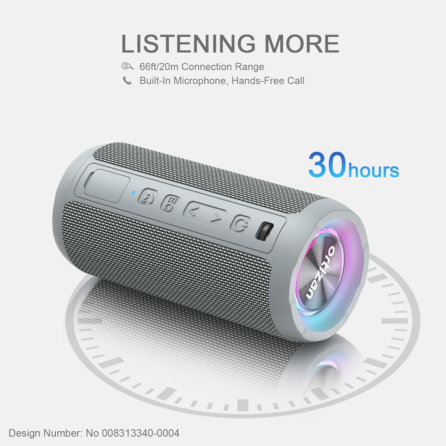 Portable Bluetooth Speaker 40W Bass LED Lights IPX7 Waterproof 30H