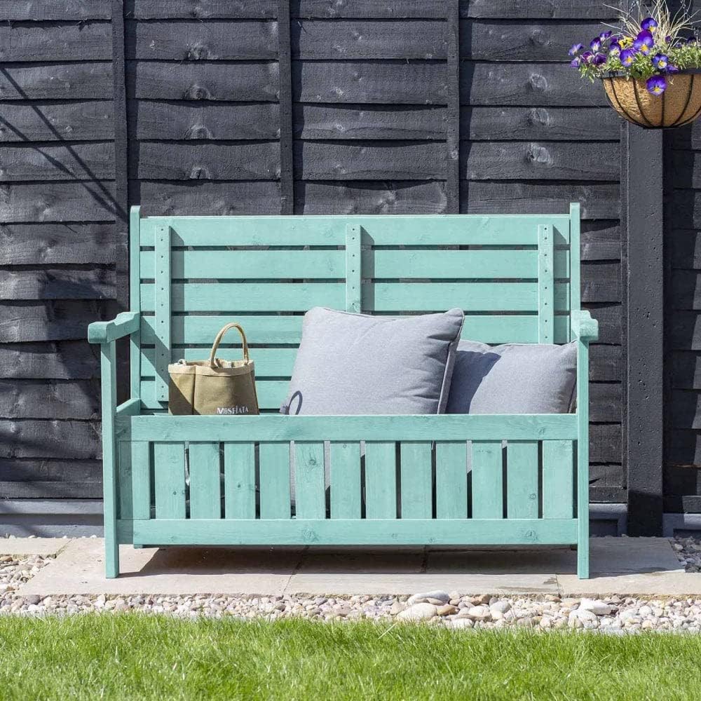 Wooden Garden Storage Bench 110L Outdoor Seat with Chest