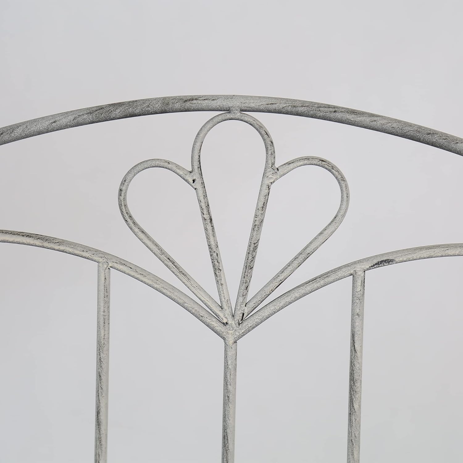 Foldable Metal Garden Bench Vintage Patio Seat Grey Iron