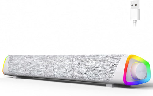 PC Soundbar Bluetooth USB Speaker RGB Lights Desktop Stereo