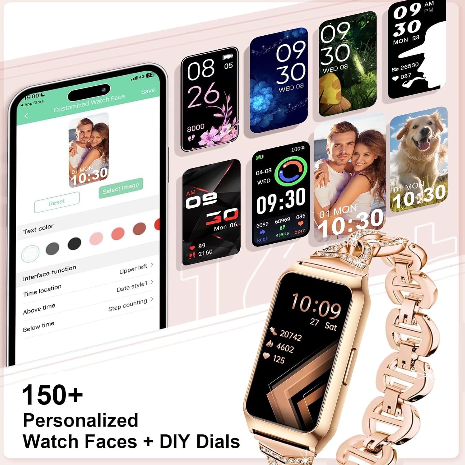 Women Fitness Tracker Watch 7 Day Battery IP68