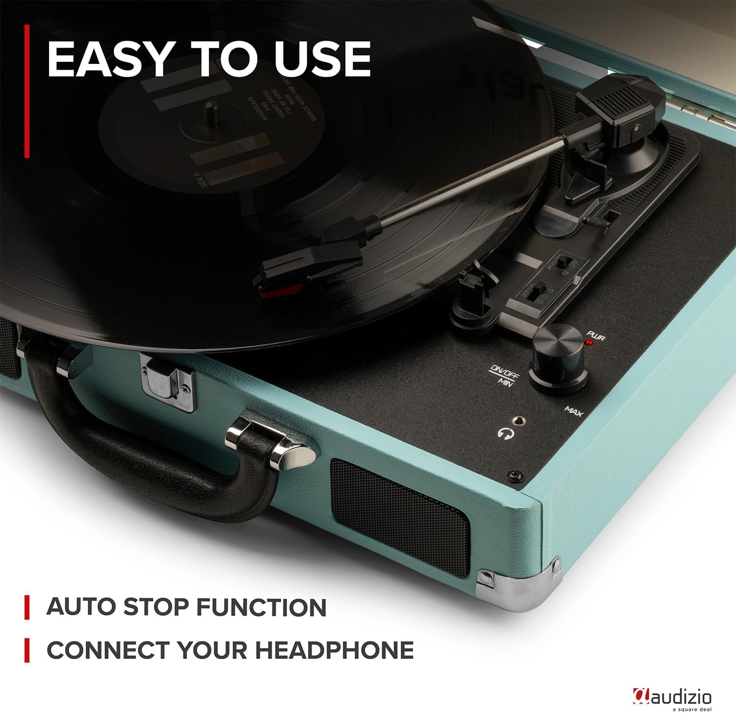 Portable 3-Speed Vinyl Record Player with Built-In Speakers & USB