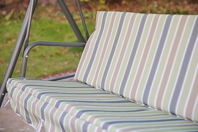 3 Seater Garden Swing Chair Green Adjustable Roof