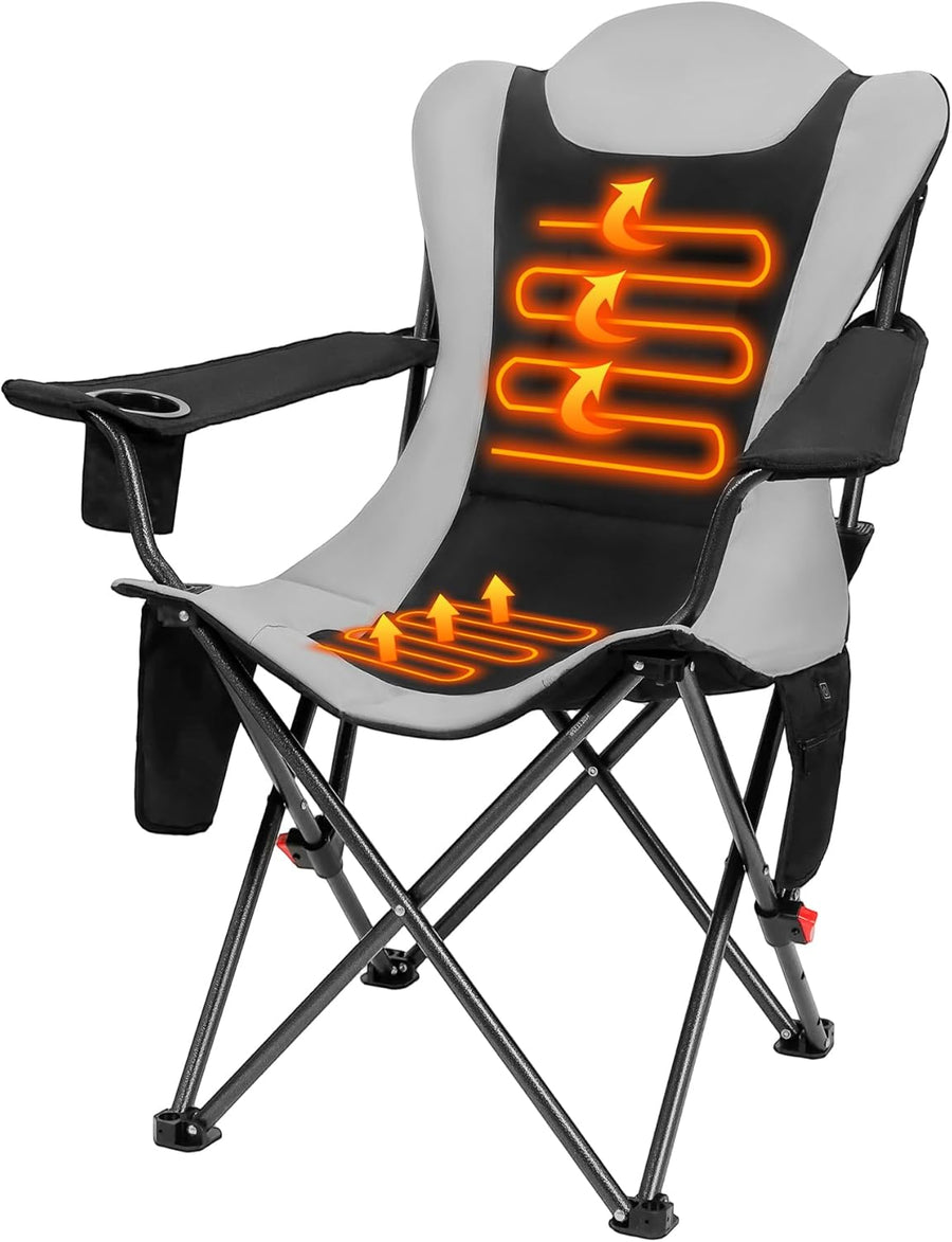 Heated Folding Camping Chair 159kg High Back Portable Seat