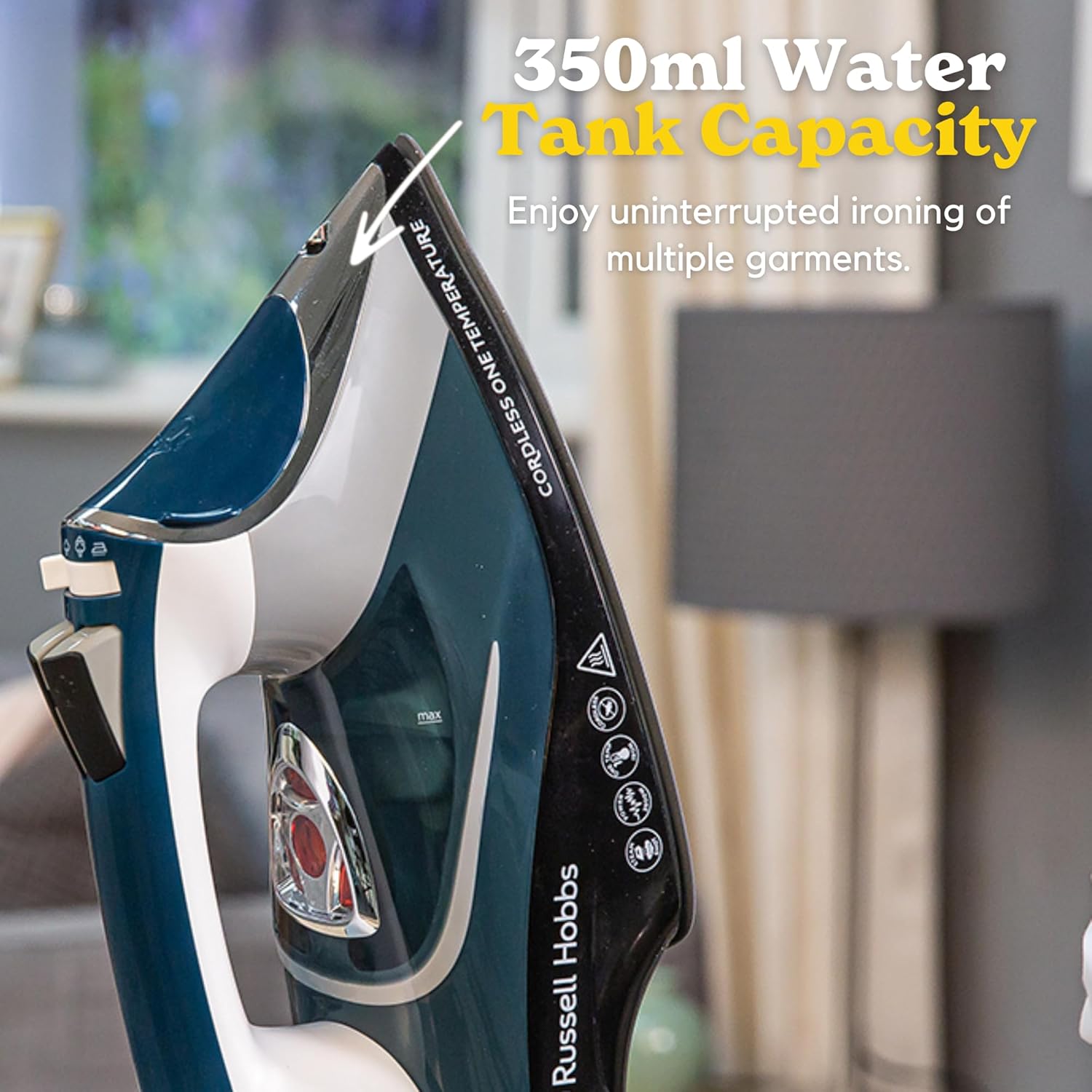 Cordless Steam Iron 2600W Ceramic Soleplate One Temp Auto Shut Off Anti Drip
