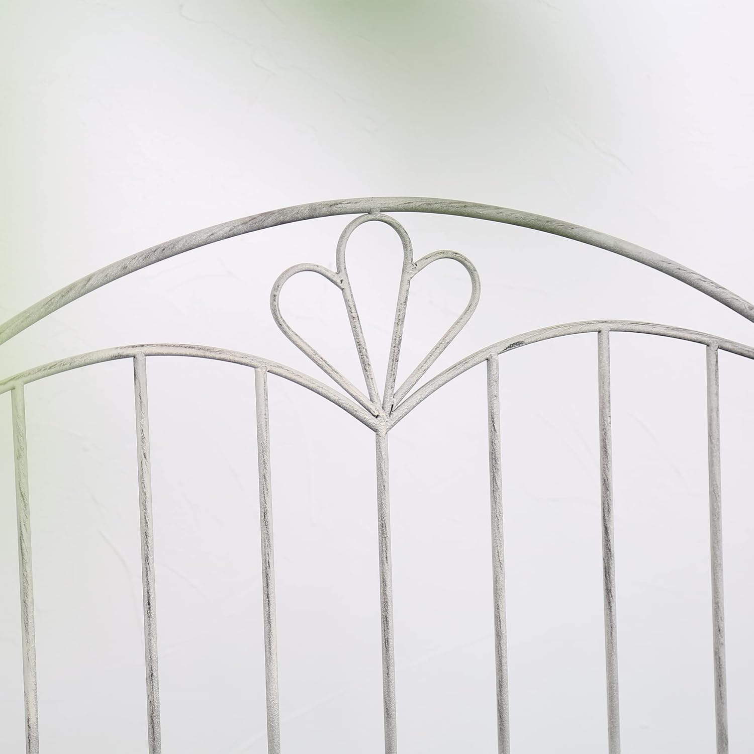 Foldable Metal Garden Bench Vintage Patio Seat Grey Iron
