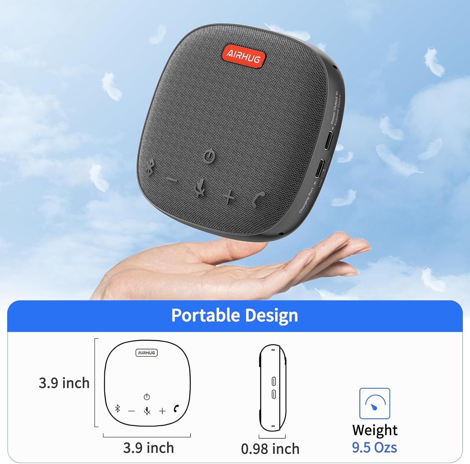 USB Bluetooth Conference Speakerphone 360 Mic Noise Cancel