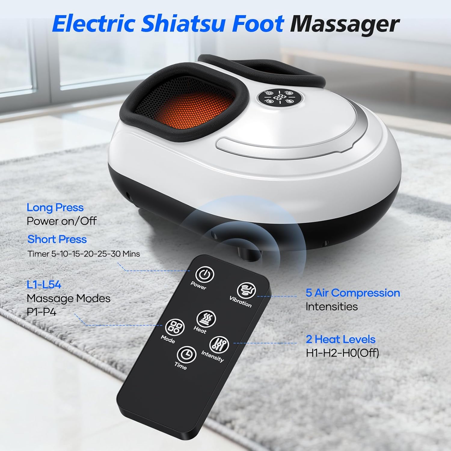 Electric Foot Spa Massager Heat Shiatsu Rollers Air Compression Pain
