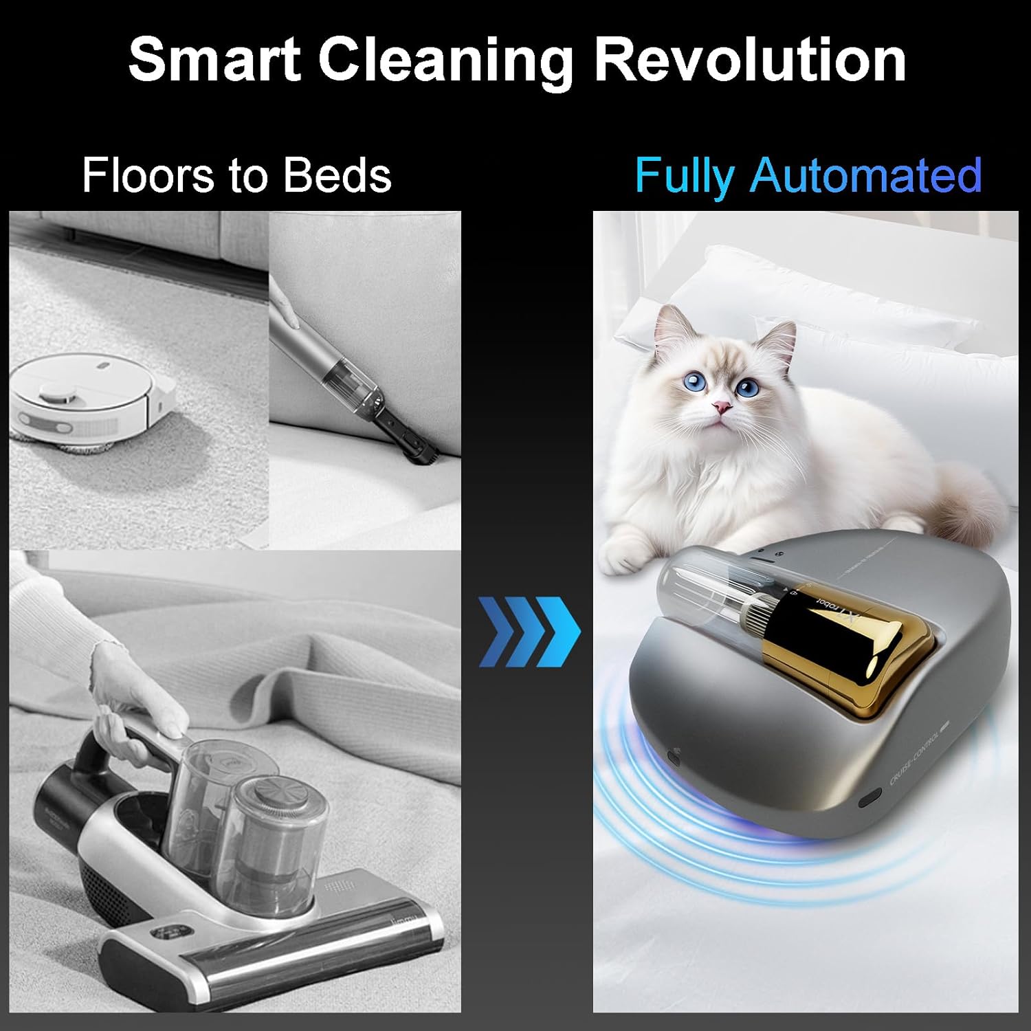 Robot Bed Vacuum UV Light Cordless Mattress Cleaner 14AW Suction
