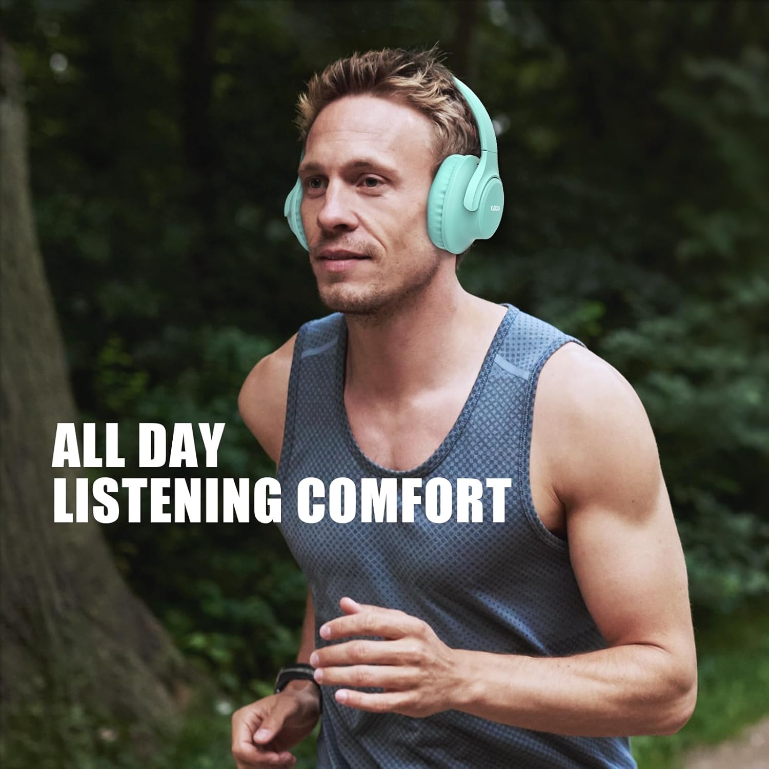 Green Bluetooth Over Ear Headphones 65H Playtime Foldable Deep Bass
