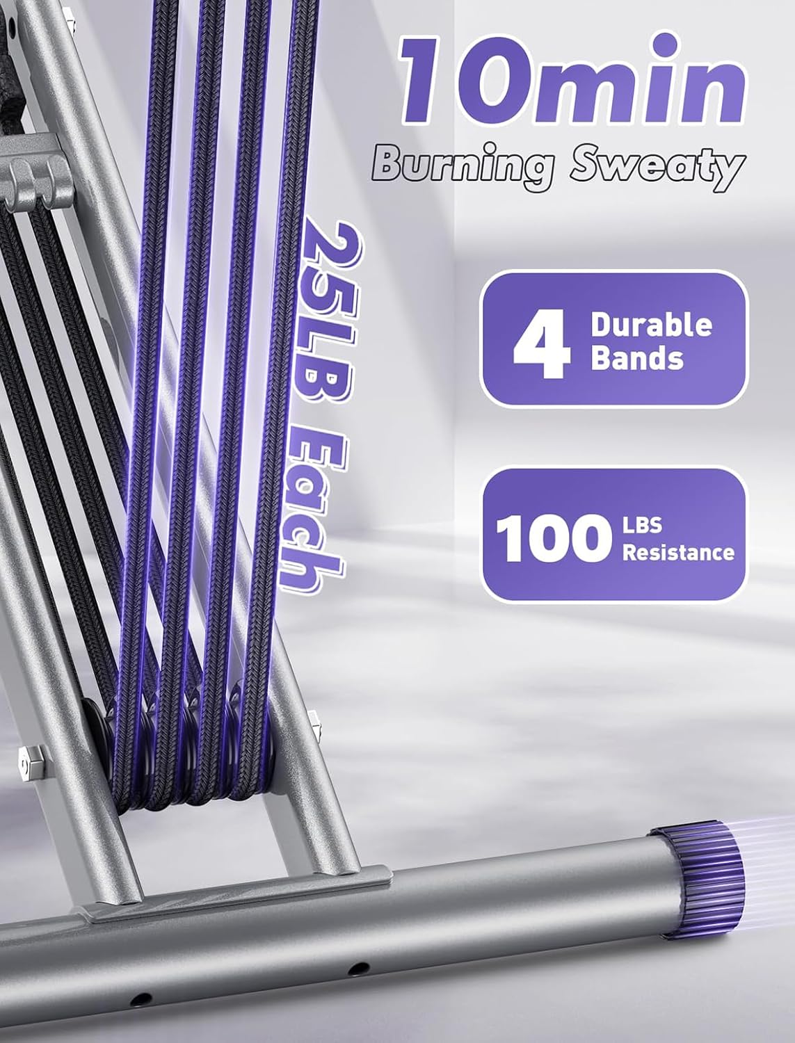 Foldable Squat Machine Row Trainer with Resistance Bands