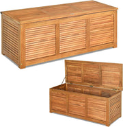 Wooden Garden Storage Bench Box Acacia Deck Chest Cushion Tool Storage