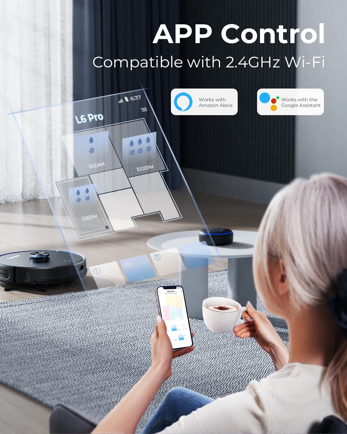 Robot Vacuum Mop Combo Self Empty 4000Pa LiDAR Smart Mapping App