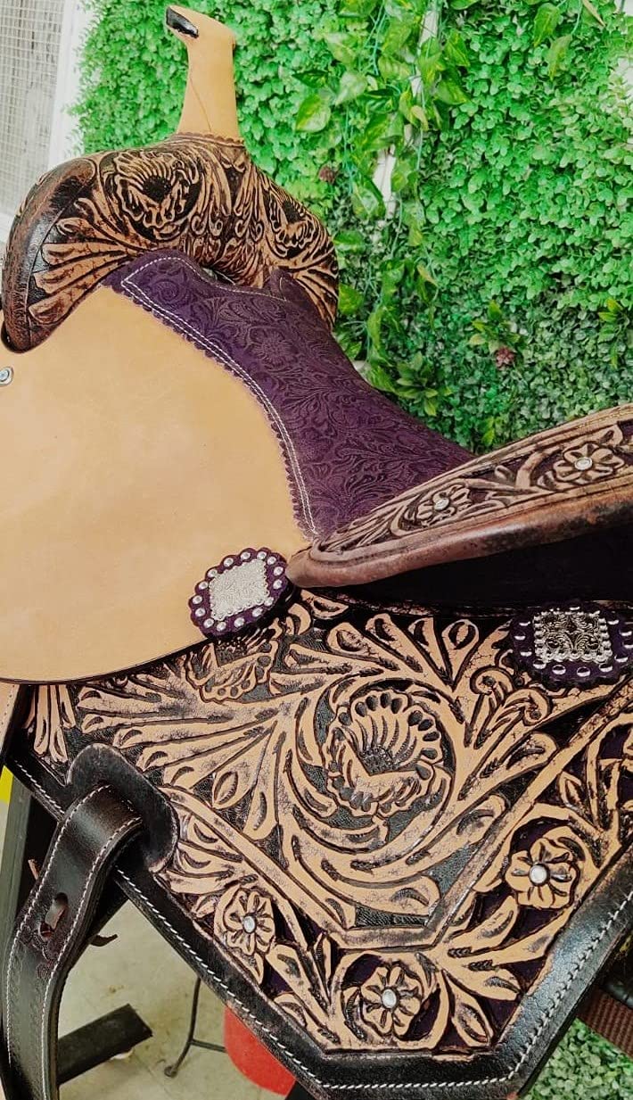 Leather Western Horse Saddle 14 Inch Barrel Trail Seat