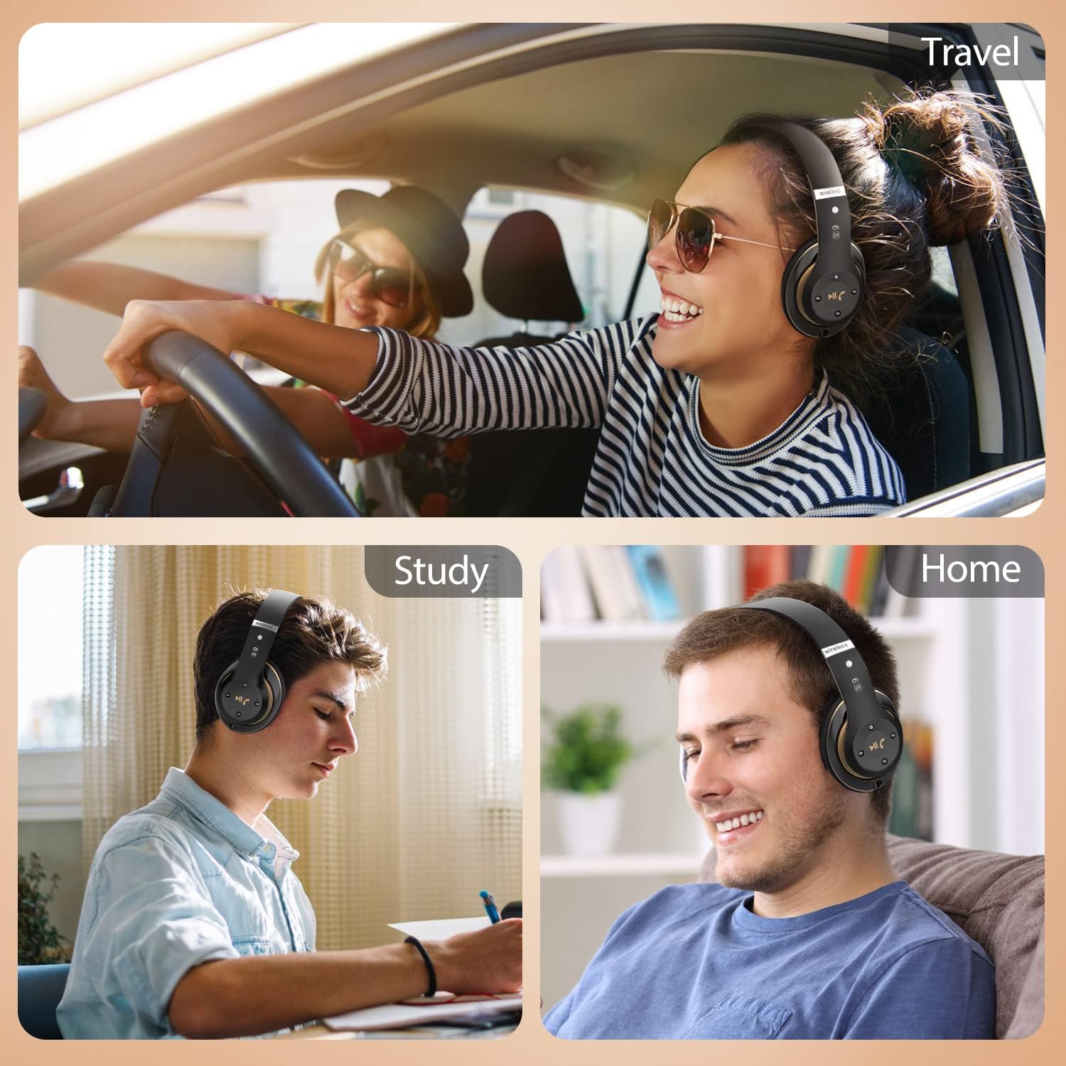 Bluetooth Over Ear Headphones 65H Playtime Foldable Wireless Mic 6 EQ