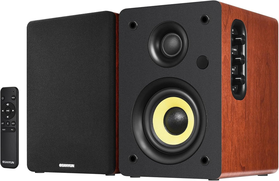 80W Bluetooth Bookshelf Speakers HiFi Studio Monitor USB DAC Optical TRS