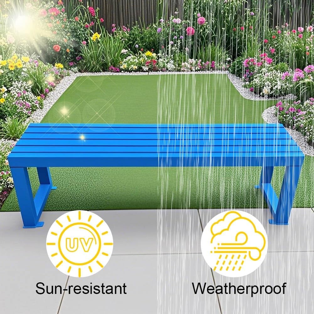 Metal Garden Bench Outdoor Patio Park Seat Backless Weatherproof 2-3 Seater