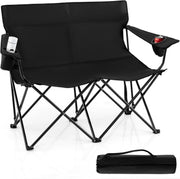 Double Camping Loveseat Chair 300KG Foldable Black