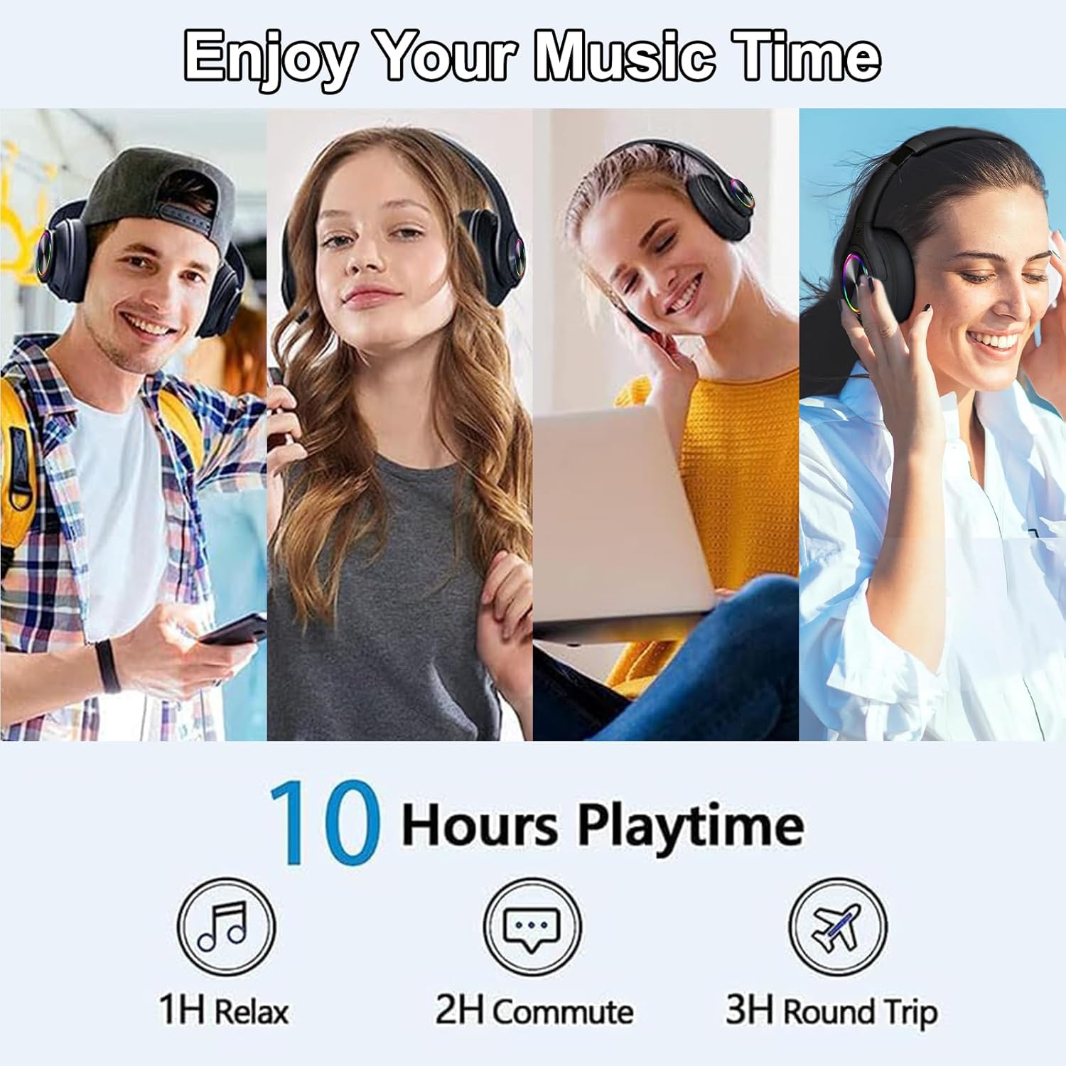 Wireless Over Ear Bluetooth Headphones Foldable HiFi Stereo Mic