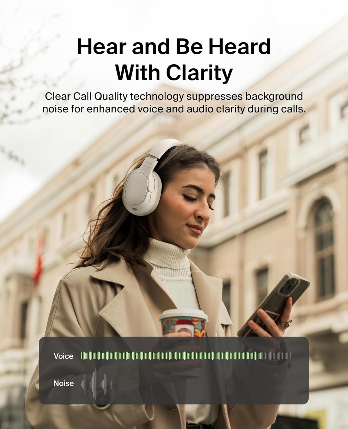 Noise Cancelling Wireless Bluetooth Headphones Over Ear 60H Playtime