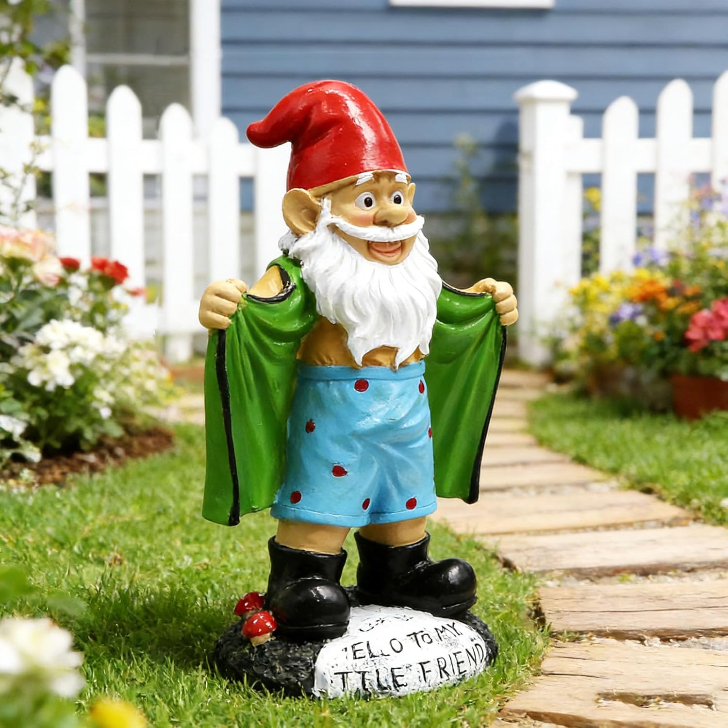 Large Garden Gnome Statue 21cm Resin Outdoor Yard Decor Figurine