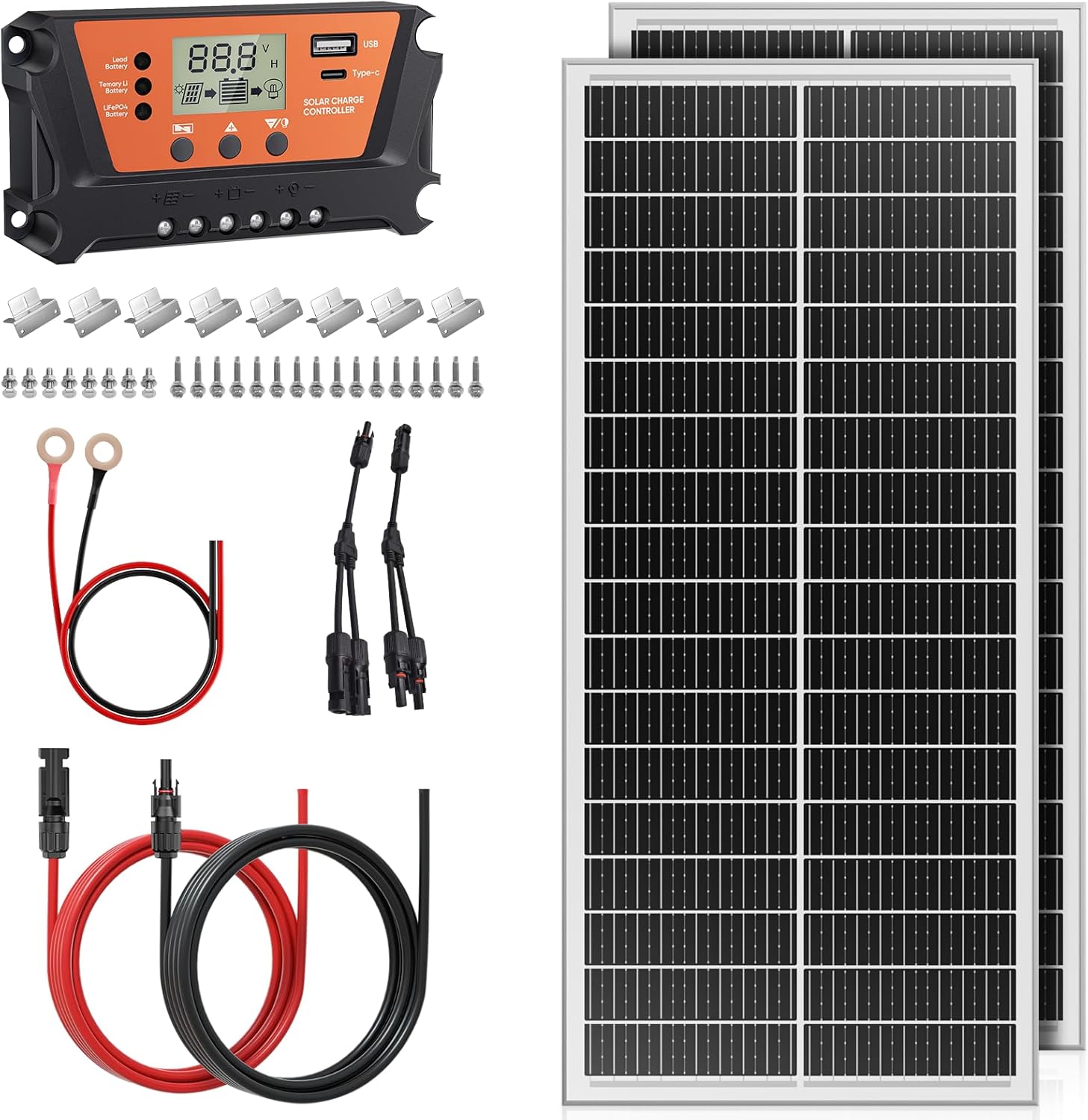 200W N Type Monocrystalline Solar Panel Kit IP68 MC4