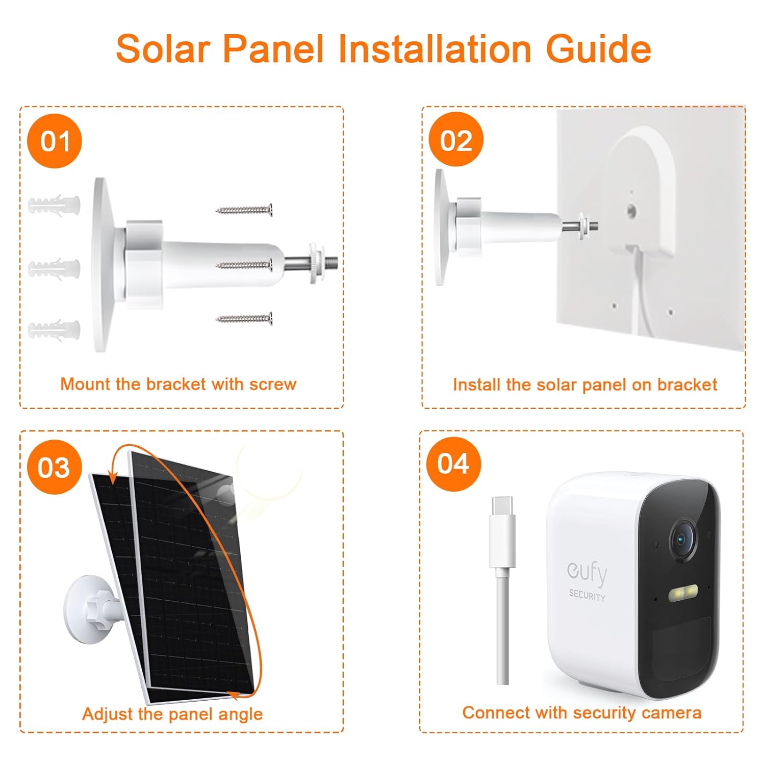 7W Solar Panel Camera Charger USB C Micro USB 2 Pack IP65
