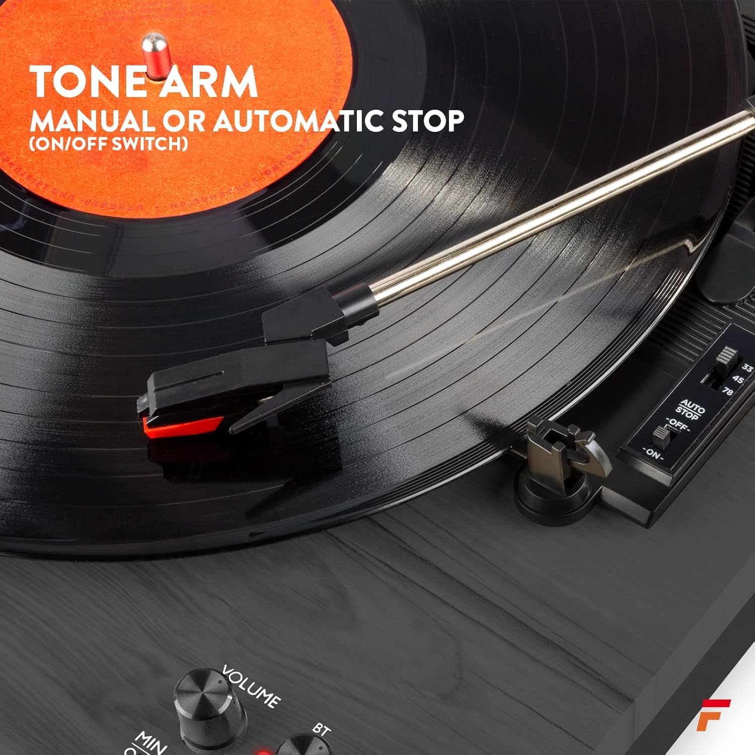 3-Speed Retro Bluetooth Turntable with Built-in Speakers & Auto Stop