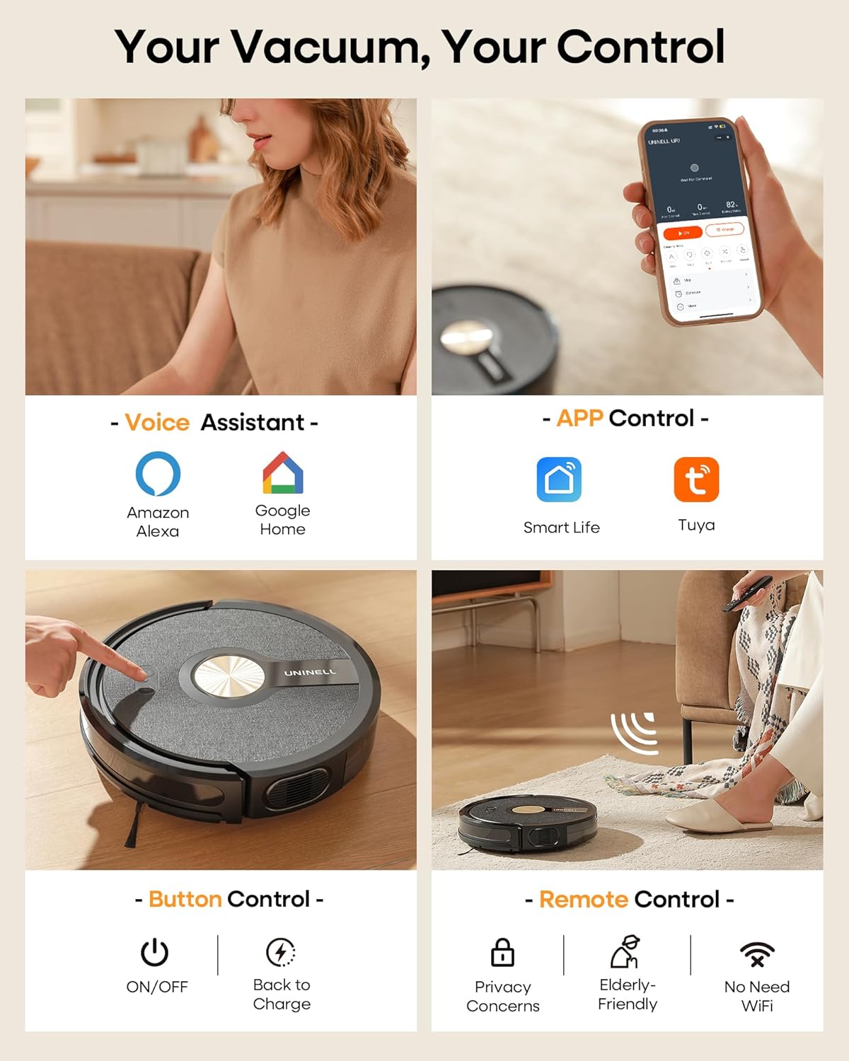 Robot Vacuum Mop 5000Pa Slim Smart Pet Hair Cleaner