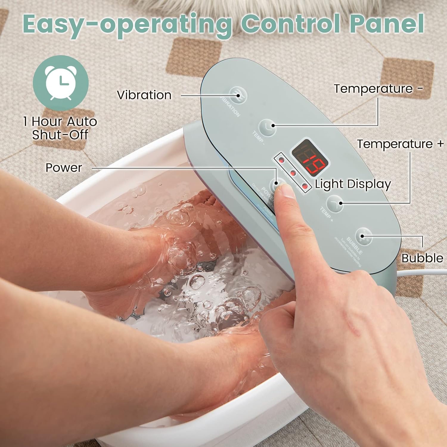 Heated Foot Spa Massager Bubble Vibration Rollers Pedicure