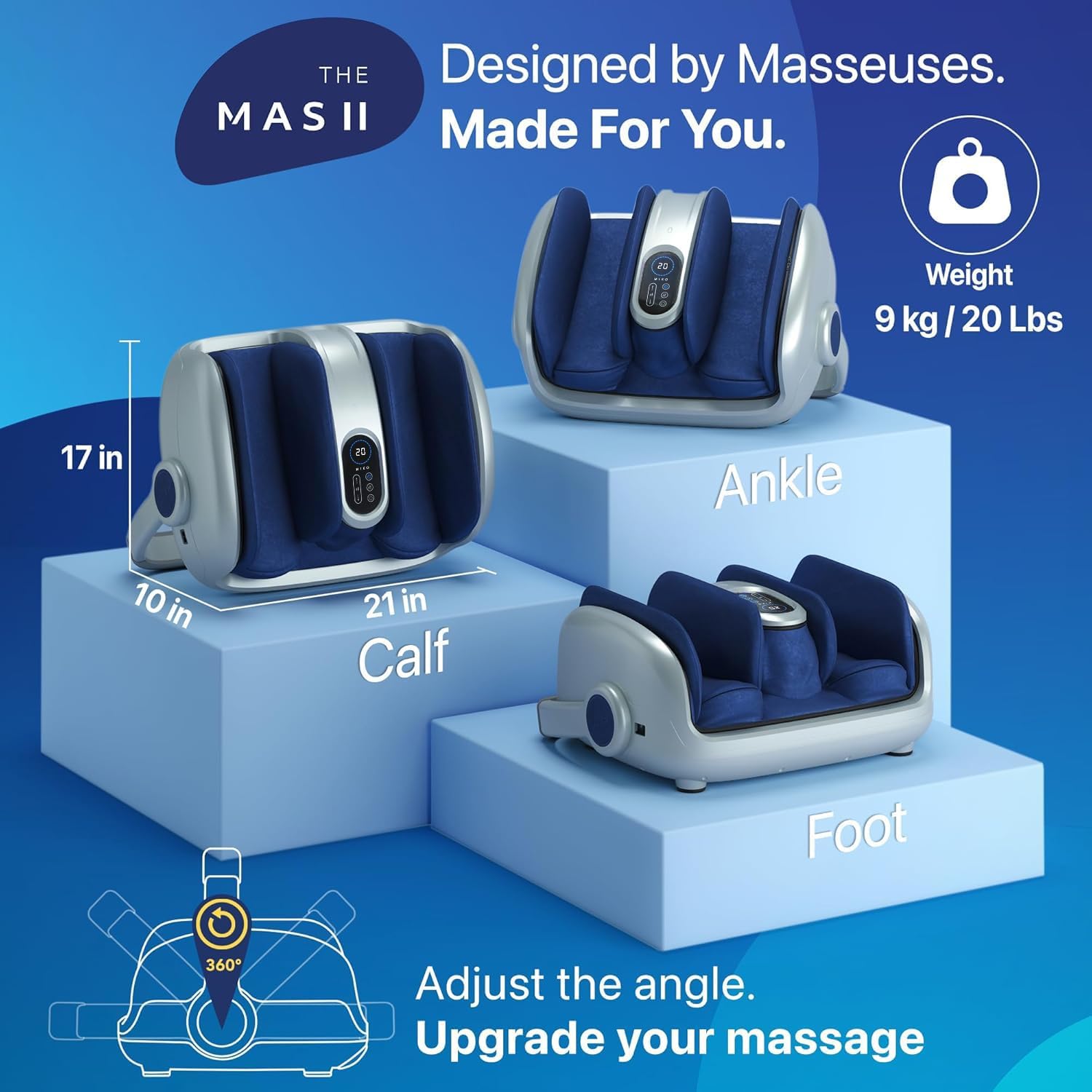 Shiatsu Foot Leg Massager Heat Compression Calf Deep Kneading