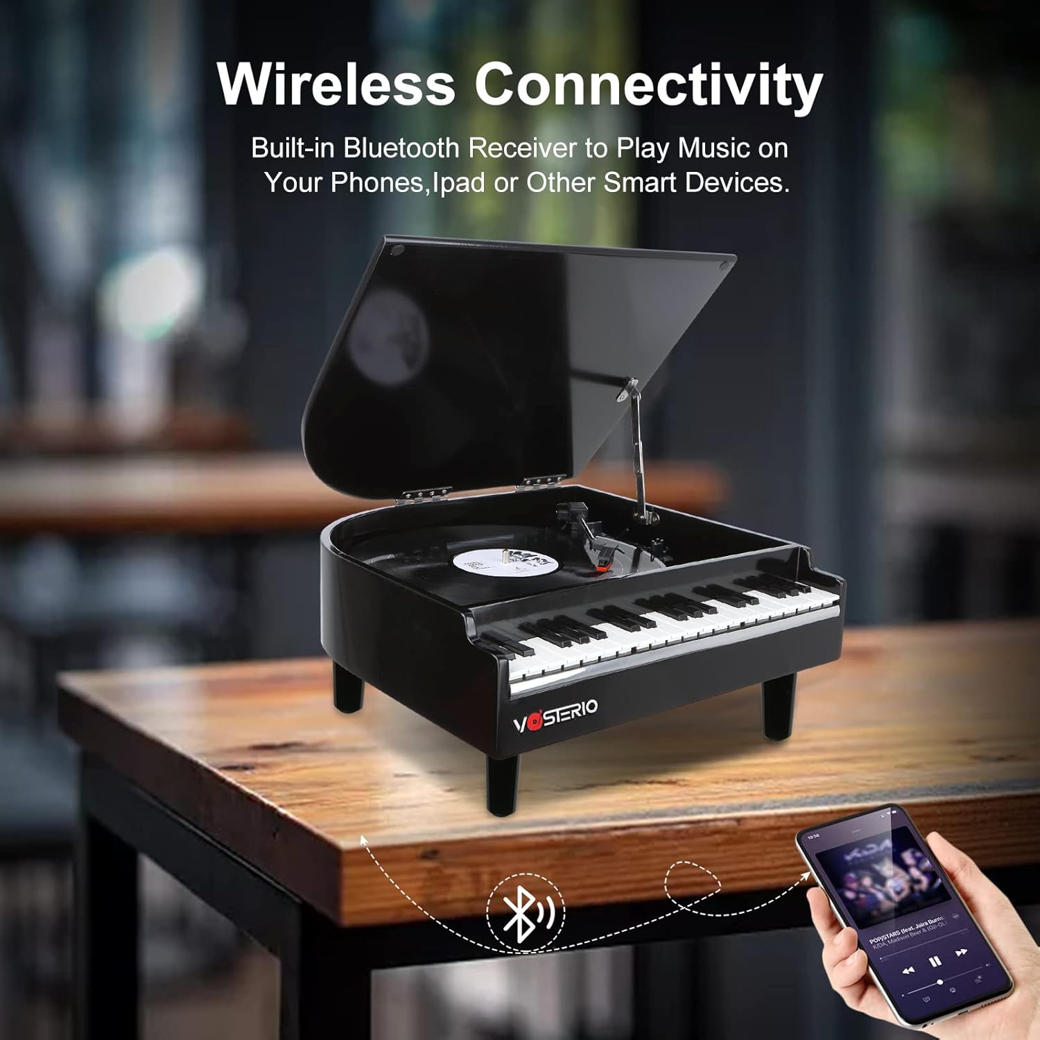 Bluetooth Record Player 3 Speed USB Recording Built In Speakers