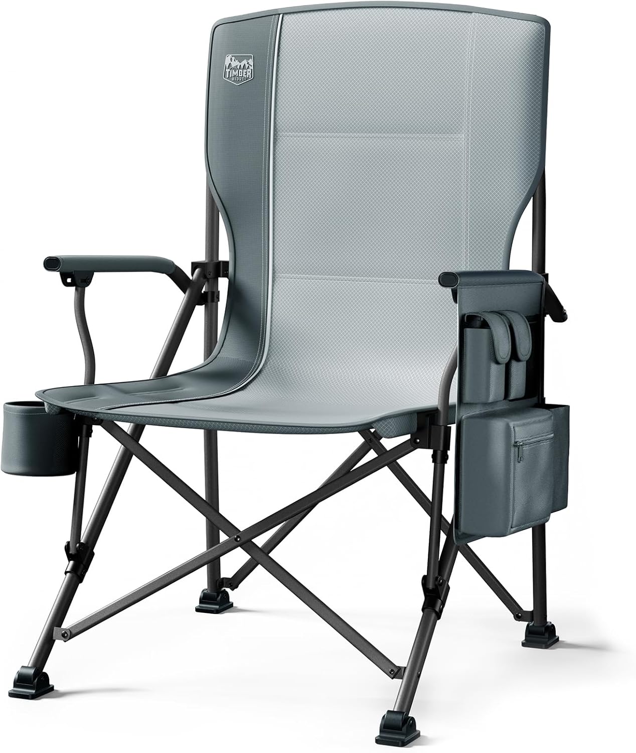 Oversized Outdoor Camping Chair with Cooler Pocket Grey